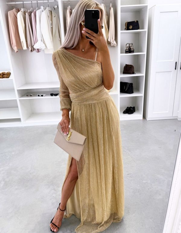 Gold Glossy Maxi Dress
