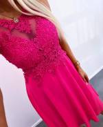 Light Pink Chiffon Dress With Lace Top