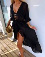 Black Adjustable Beach Cover-up