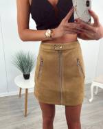 Brown Velvet Zipper Skirt