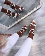 White Open Toe Pointed Stiletto Heels