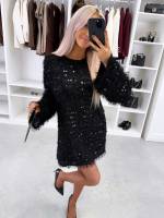 Must Litritega Pehme Langev Kleit