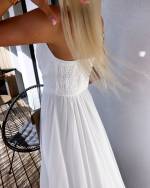 White Chiffon Dress With Shoulder Straps