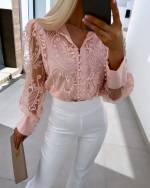 Pink Lace Blouse With Buttons