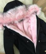 Розовый Большой блошиный капюшон и теплая подкладка