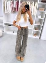 Beež Sirgelõikelised Leopardimustrilised Teksad