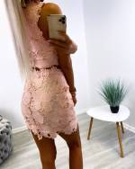 Розовый Кружевное облегающее платье