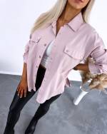 Pink Snap-buttoned Oversized Blouse