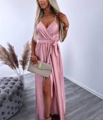Light Pink Maxi Dress With Slit