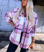 Pink Thicker Fabric Button-up Blouse/jacket