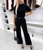 Ciemnoczerwony Spodnie Garniturowe O Prostym Kroju