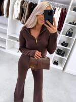 Brown Stretchy And Soft Two-piece Set