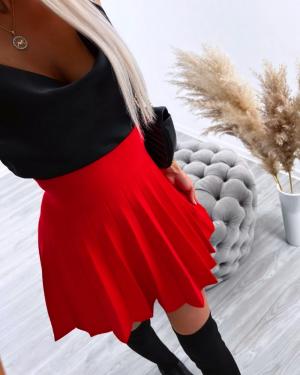 Red Skater Skirt Made Of Thicker Material