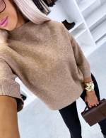 Розовый Уютный свитер с высоким воротом