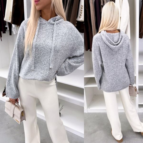 Grey Soft Hoodie-style Sweater