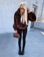 Brūns Mīksta Jaka Ar Rāvējslēdzēju