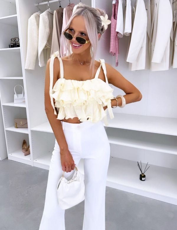 Yellow Ruffle Crop Top