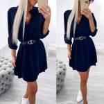 Mėlyna Marškinių Tipo Suknelė Su Sagomis