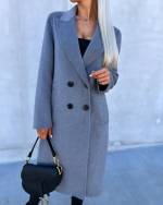 Grey Buttoned Wool Coat