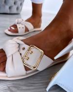 Black Comfortable Sandals With Tie And Golden Straps