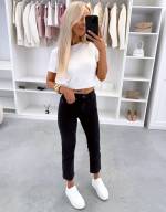 Juoda Minkšti „mom Fit“ Džinsai