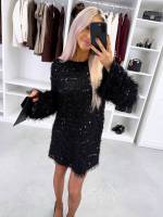 Must Litritega Pehme Langev Kleit