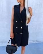 Black Dress With Golden Buttons