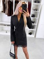 Melns Pieguļoša žaketes Stila Kleita