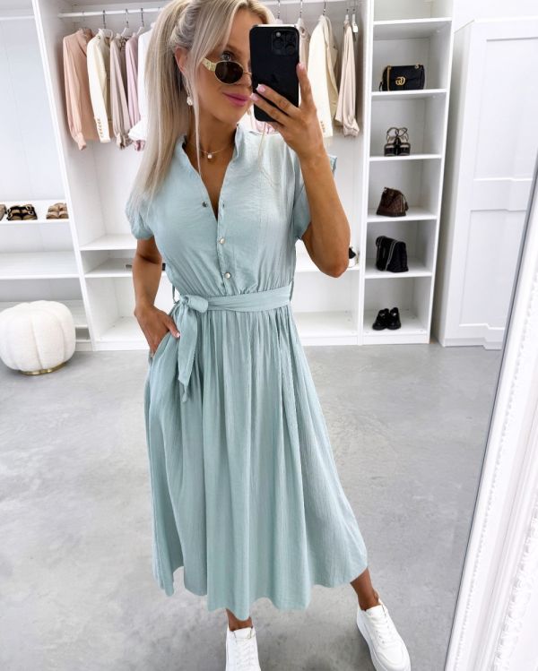 Turquoise Tie-front Dress