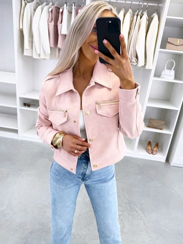 Roosa Kuldsete Detailidega Pehme Tagi