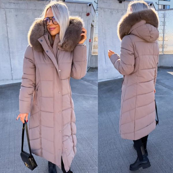 Taupe Kapuutsiga Soe Talveparka