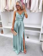 Violets Maksi Kleita Ar šķēlumu