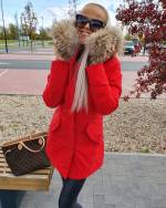 Brown Winter Parka With Real Fur And Waterproof Outer Layer