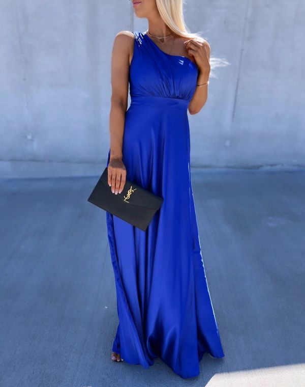 Blue Silky Maxi Dress