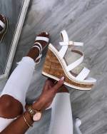 White Comfortable Lightweight Wedge Sandals