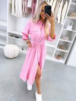 Roosa Vööga Pikem Kleit