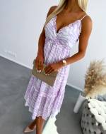 Purple Patterned Chiffon Dress