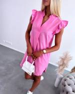 Pink Pocketed Casual Dress