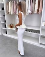 Jasny Beż Bluzka W Stylu Peplum