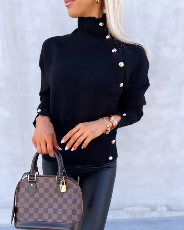 Black Sweater With Gold Details