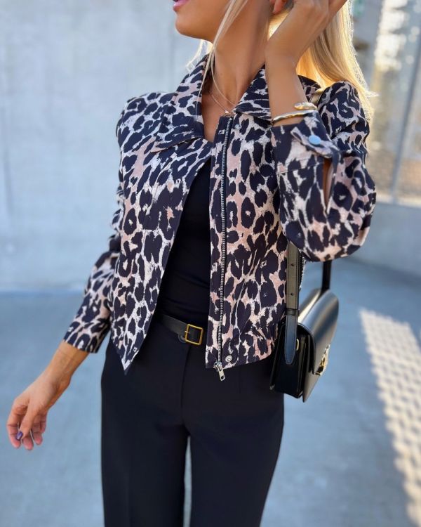 Leopardas Jacket With Zipper