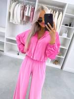 Fuksia Kaheosaline Veluur Dressikomplekt