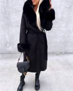 Beige Luxurious Coat With Hood