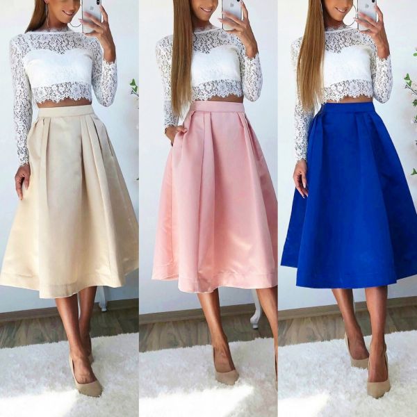 Pink Shaping Midi Skirt With Pockets