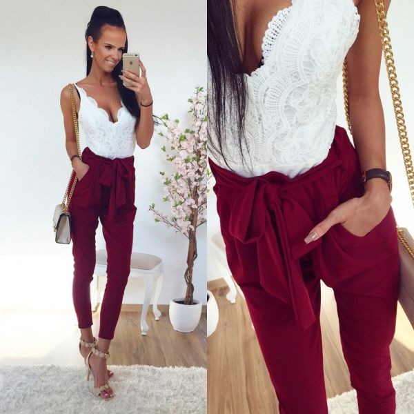 Dark Red Higher Colored Polar Trousers