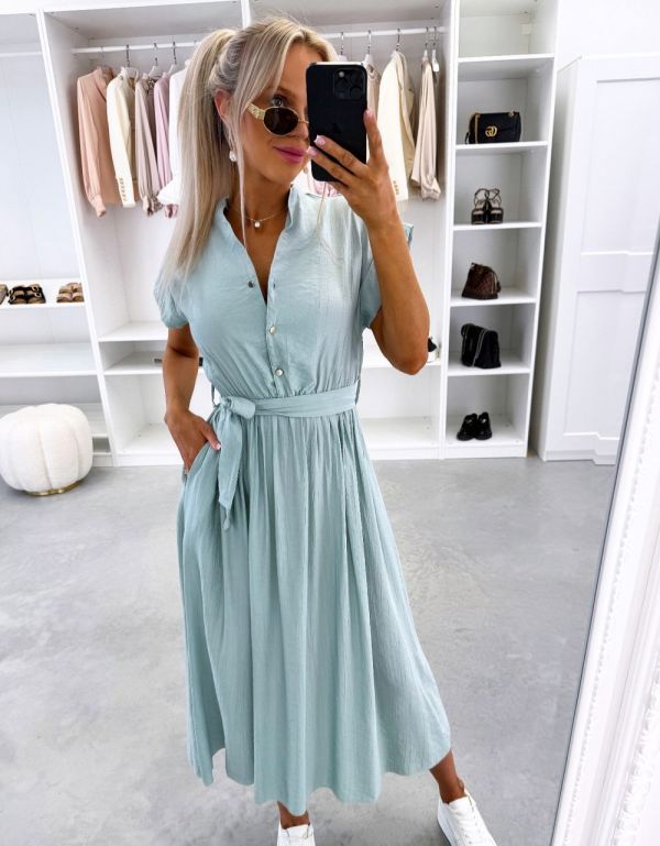 Turquoise Tie-front Dress