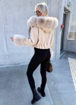 Bēša Bomberjaka Ar Kapuci Un Siltu Oderi