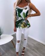 Green Green Floral Pattern Top