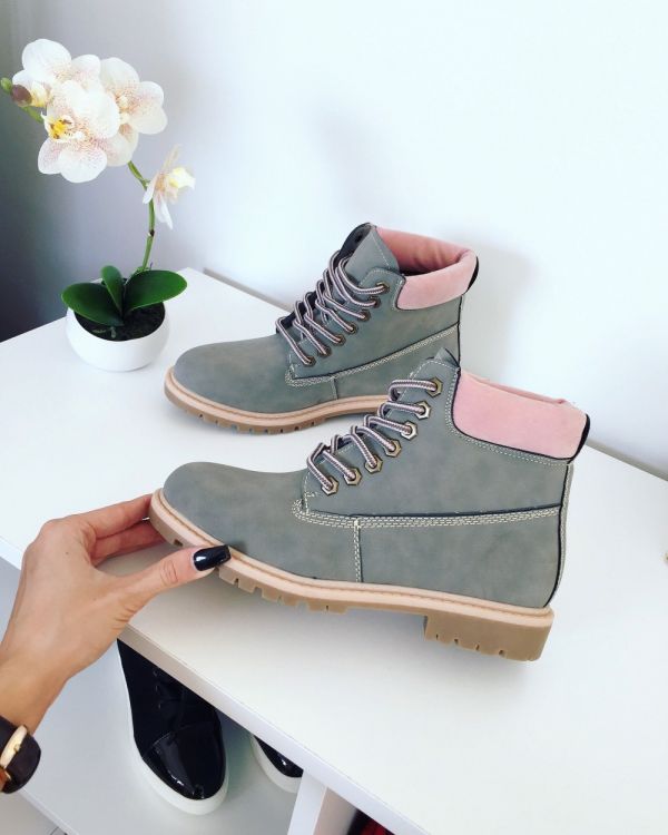 Grey Timberland-style Boots