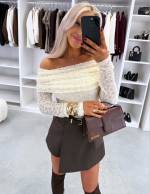 Czarny Top Z Elastycznej Koronki